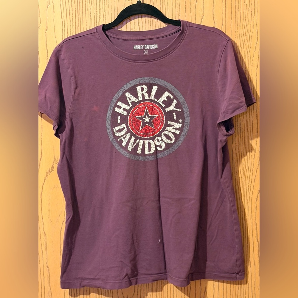 Harley-Davidson Plum Tee with Red and Gray Logo